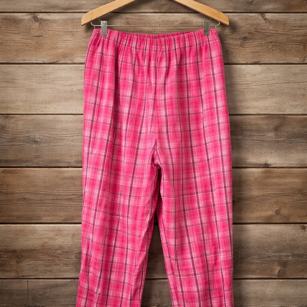 Fashion Bug Retro Size 22 W Stretch Plaid Pink Cotton Spandex Blend Capri